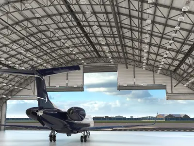 Private Jet Embraer Legacy 650E In Aircraft Hangar 3D model