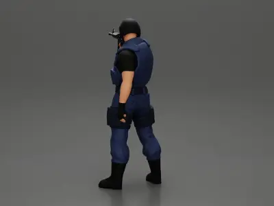 Military man with tactical mastery wearing holding gun 3D print model