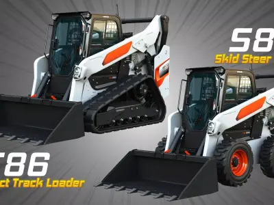 T86 - S86 Compact Track - Skid Steer Loaders 2 in 1 3D Model Pack