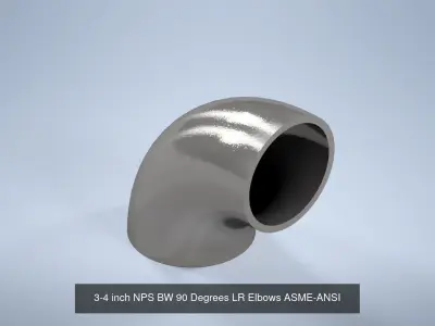 NPS BW 90 Degrees LR Elbows ASME-ANSI B16 9 3D Model Pack