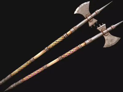 Medieval Weapons Halberd Polearm Axe Low-poly 3D model