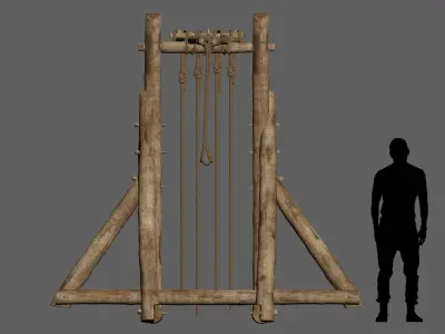 Medieval mangonel catapult Low-poly 3D model