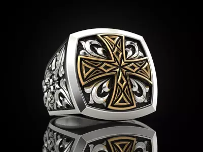 Cross ring with patterns 3D print model