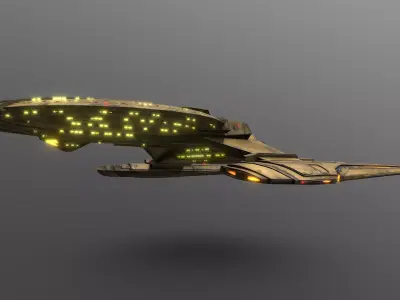 44USS-Shenzhou star trek ship flying in air 3D model