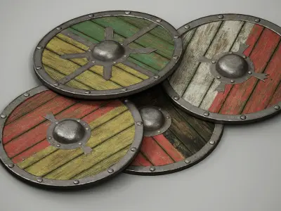 Medieval Modular Sheilds pack vol1 Low-poly 3D model