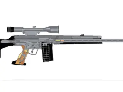 PSG-1 rifle with scope 3D model