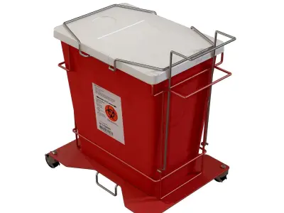 Covidien Foot Pedal Cart and Gallon Hinged Lid Container 3D model