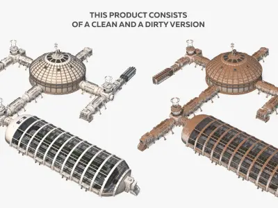 Space Colonization Base Greenhouse 01 Clean and Dirty 3D model