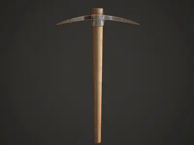 Pickaxe Low Poly wooden hammer Low-poly 3D model