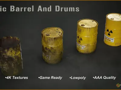 Toxic Barrel and Drums Pack Low-poly 3D model