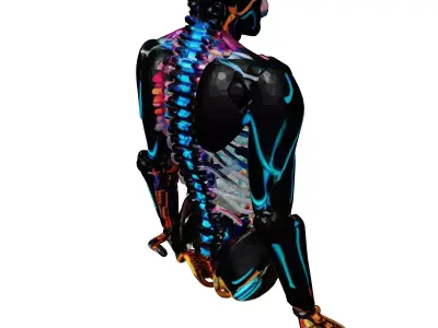 Neon Cybernetic Spine 3D Model 3D model