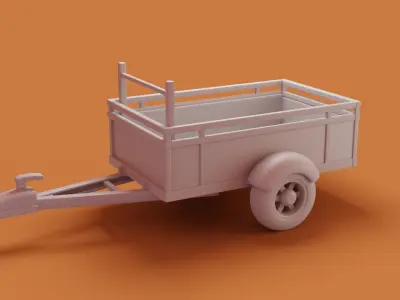 Cartoon trailer car Low-poly 3D model