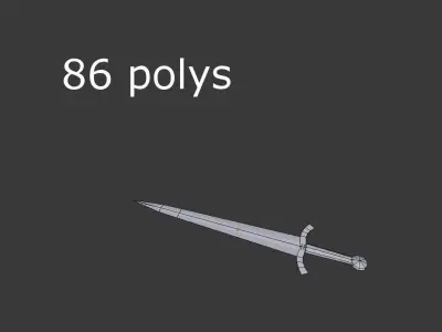 low poly medieval sword 4 Low-poly 3D model