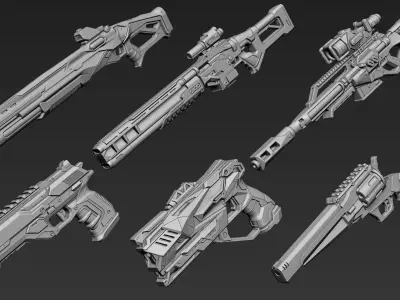 3D Printable Sci-Fi Weapon Part 1 3D model