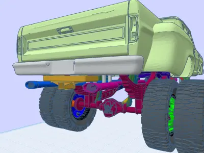 12 inch lift 70 Crew Cab add ons volume 4 with trailer 3D print model