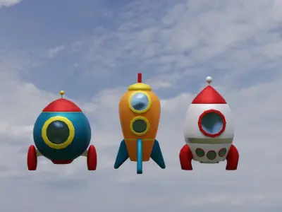 Spaceship Cartoon Low-poly 3D model Low-poly