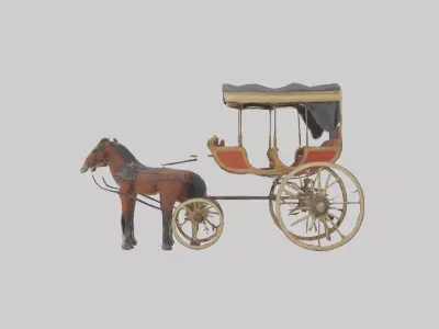 Oldfashioned Horsedrawn Carriage model Low-poly 3D model