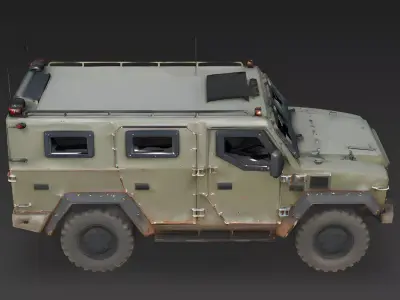 Realistic Weathered Armored Tactical SUV 3D Model Low-poly 3D model
