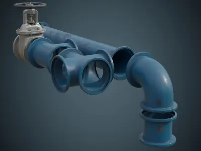 Industrial Pipes 6B Low-poly 3D model