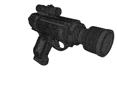 HighTech Ray Gun with Blue Glowing Coils 3D model
