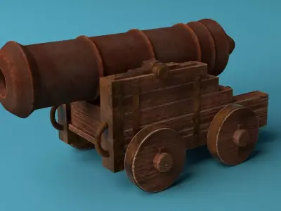 Medieval Cannon Low-poly 3D model 5