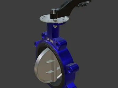 Butterfly valve P08-LM-L DN200 Free 3D model