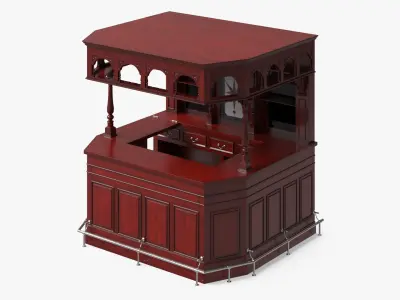  Classic Wooden Bar with Arched Upper Rack Red-Brown 