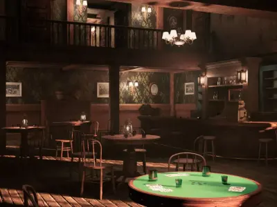 Far West Saloon Environment - Unreal Engine 5 Low-poly 3D model