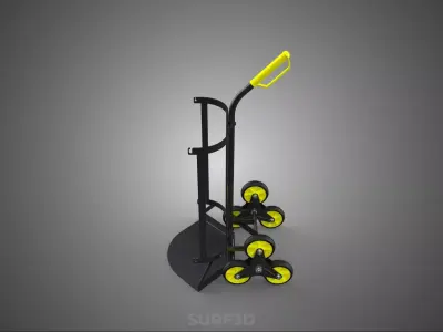 TRI WHEEL STEP BLOCK STAIR CLIMBER HAND TRUCK CART SINGLE HANDLE 3D model