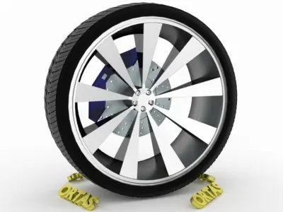 ORTAS CAR WHEEL RIM 78 GAME READY WHEEL RIM TIRE 3D model
