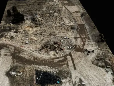construction site terrain road debris area 150m photogrammetry Low-poly 3D model