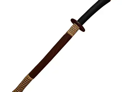 Realistic Wooden Bokken Training Sword 3D model