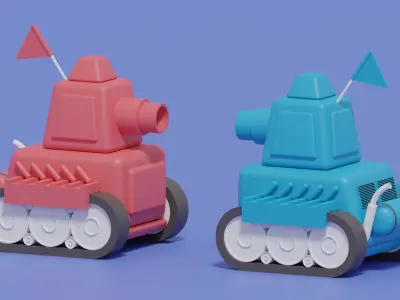 Cartoon Cute Tank 3D model