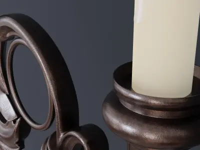 Classic wall candle lamp Free low-poly 3D model