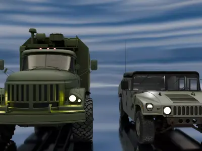 Military Cargo Truck and Tactical Humvee 3D Model Pack  Low-poly 3D model