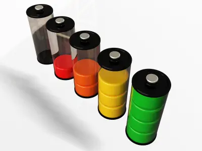 Battery Icon Set Low-poly 3D model
