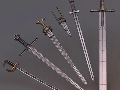 Sword Collection five different swords 3D model