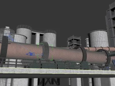 Cement Plant animated 3D model