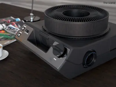 Vintage Circular Slide Projector Black 3D model