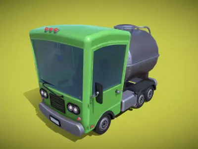 Stylized Gasoline Truck Low-poly 3D model