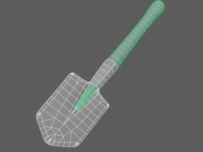 Shovel with wooden handle Low-poly 3D model