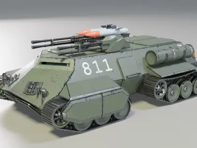 Heavy armored personnel carrier RedAlert LowPoly GameReady Low-poly 3D model
