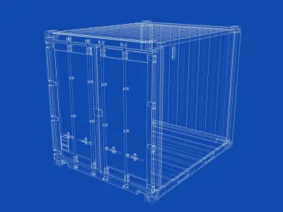 Shipping Container 10ft Rigged Low-poly 3D model