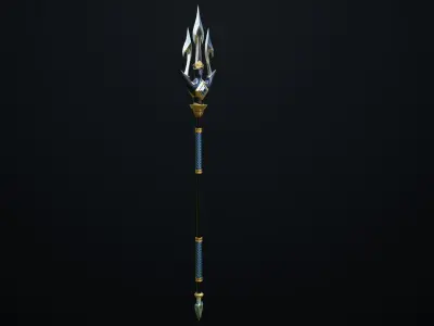 Fantasy Trident 03 All PBR Unity UE Textures Included Low-poly 3D model