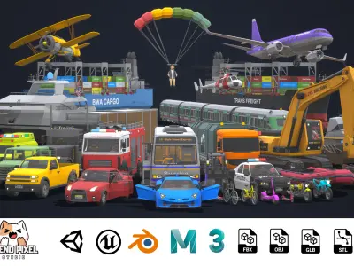 BlendPoly City Vehicles - Low Poly Assets Low-poly 3D model