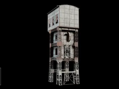 Coal Mine Shaft Tower - KWK Polska I Low-poly 3D model