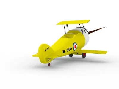 Biplane Low-poly 3D model