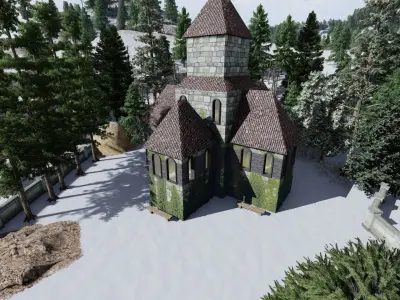 CASTLE church in woods Free 3D model