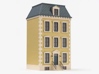  Cartoonish Classic Apartment Building Low Poly 3D Model Bundle 