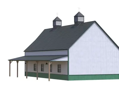 Green Industrial Building 10 Free low-poly 3D model